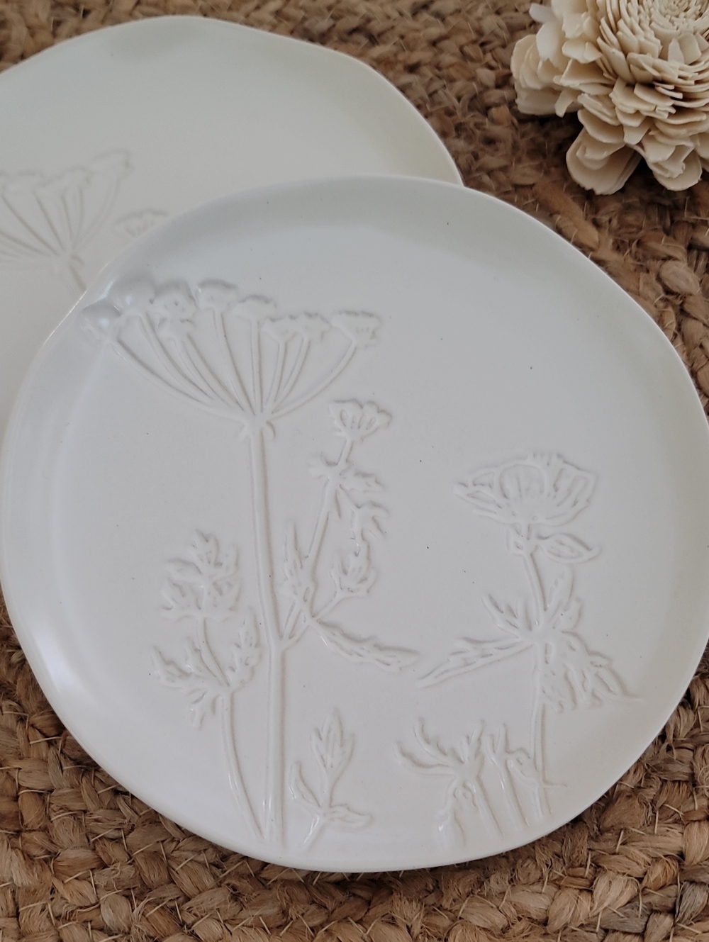 Threshold Embossed Floral Stoneware Appetizer Plates - Set Of 2